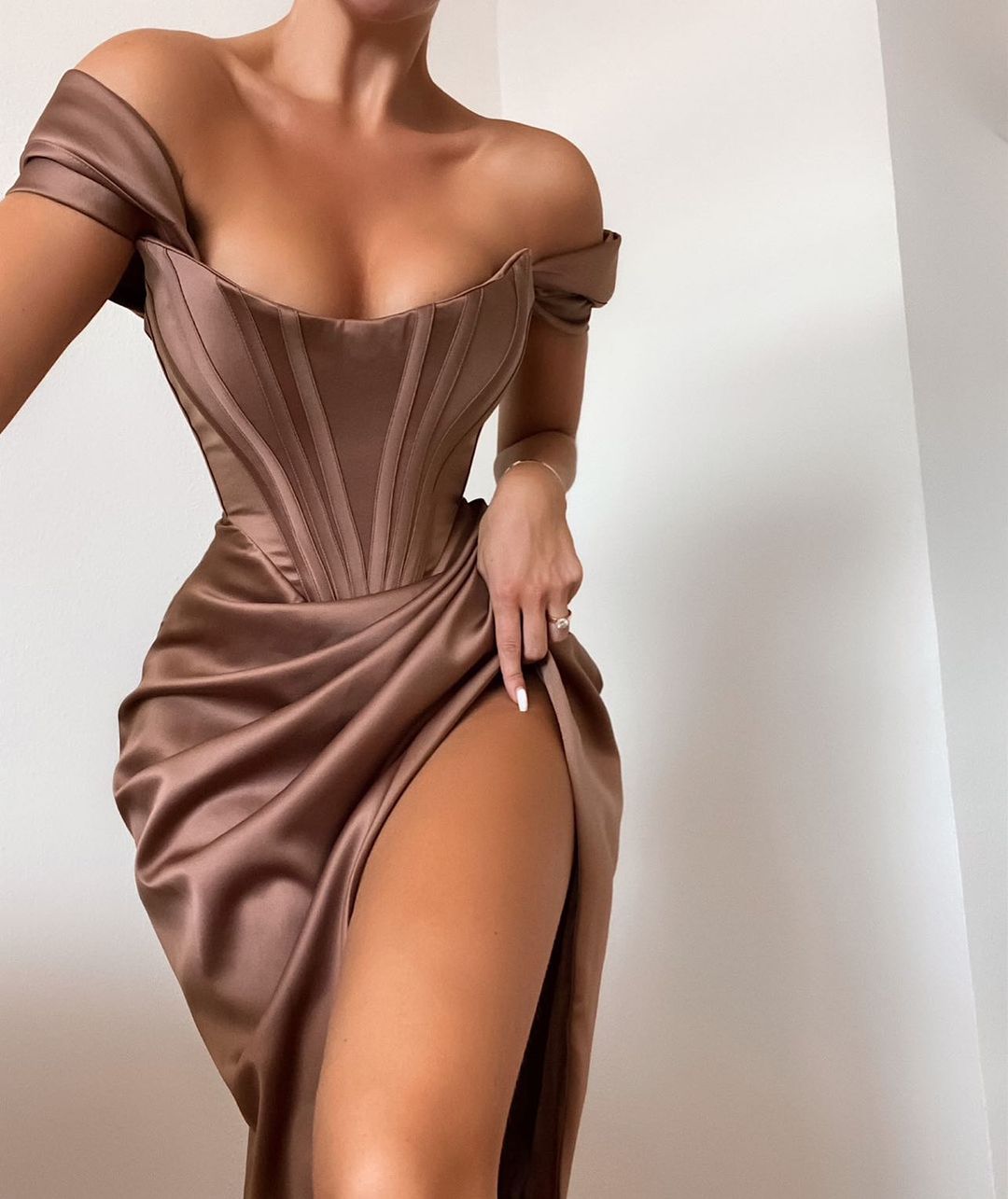 brown corset dress