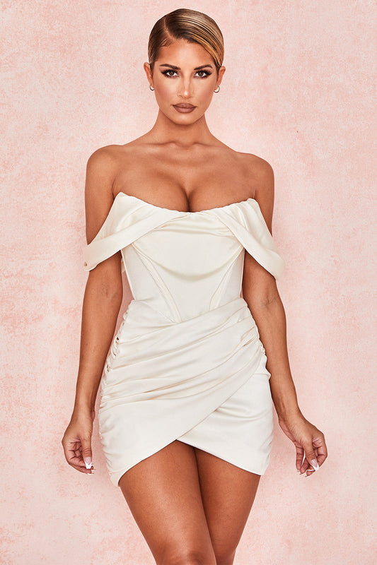 white satin corset dress