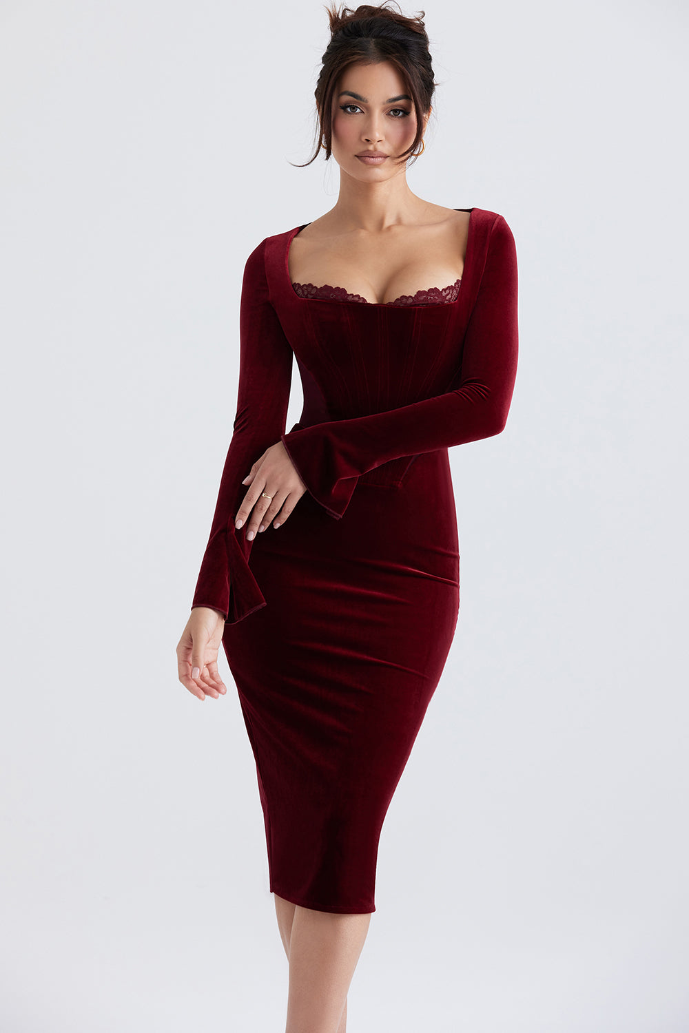 red velvet dress long