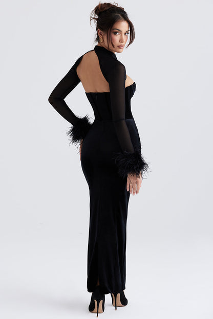 black velvet dress long sleeve